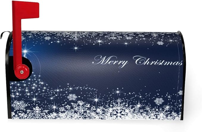 Christmas Mailbox Covers Blue Winter Snowflake Tree Magnetic Letter Post Box Cover Standard Size 21 x 18 Inch Garden Yard Home Decorative