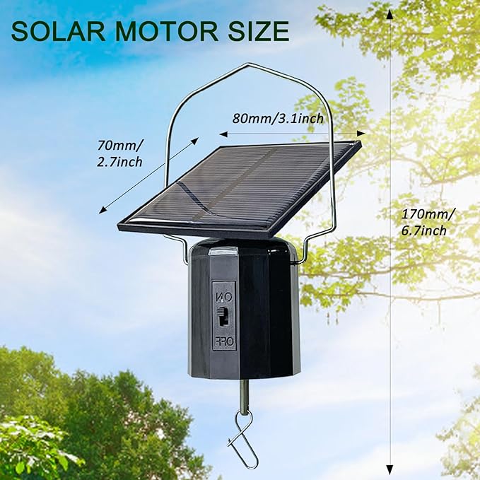 Solar Wind Spinner Motor - Revolving Solar Energy Operated Motor Rotating for Garden Spinners, Windchime, Suncatcher, Hanging Display Motor for Patio Lawn Yard Art Decoration Outdoor Décor