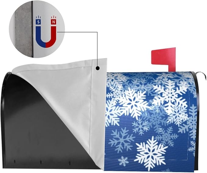 DADABULIU Mailbox Covers Snowflake Blue Winter Christmas Magnetic Letter Post Box Cover Standard Size 25.5 x 21 Inch Garden Yard Home Decorative