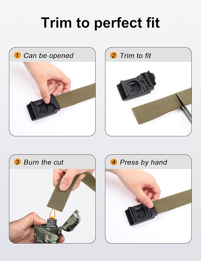 JUKMO Stretch Tactical Belt for Men, Military Work Rigger Hiking 1.5" Elastic Nylon Web Ratchet Quick Release Belt