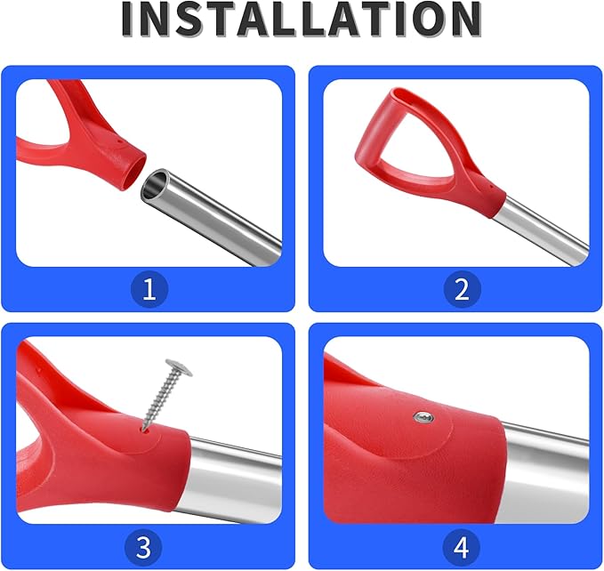2 Pcs ID 1.26" Red Shovel D-Shaped Grip Handle,PVC Shovel D Straight Grip Handle,Plastic Spade Replacement Snow Removal Garden Accessorie Backyard Digging,7.28×4.53-in(H*T)