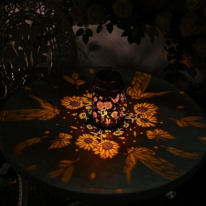 Cooo 6 Pack Solar Pathway Lights & Solar Lanterns Outdoor Waterproof Landscape Path Lights Christmas Lights Gifts for Women Mom Grandma for Garden Yard Patio Backyard Porch Decor- Rose Gold Sunflower