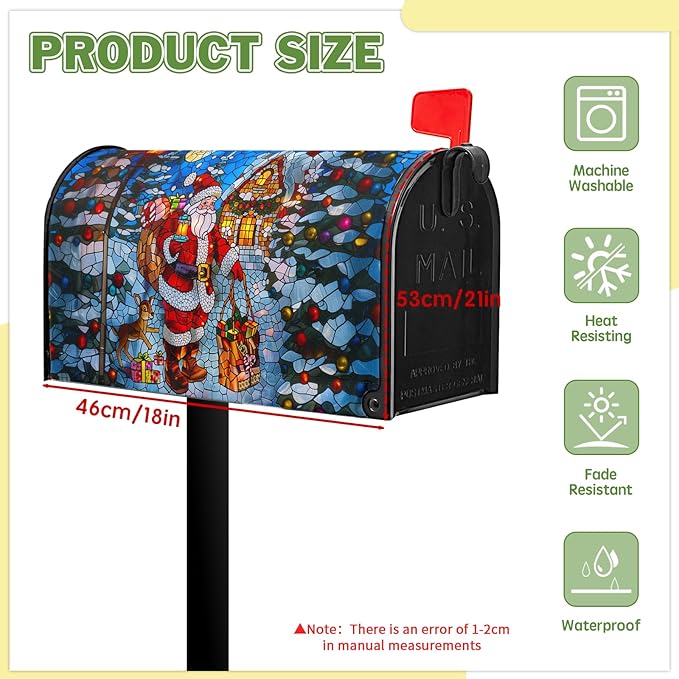 Father Christmas Mailbox Covers Magnetic Merry Christmas Mail Box Cover Santa Claus Mailbox Wraps Magnetic Standard Size 21x18 inch for Outside Garden Yard