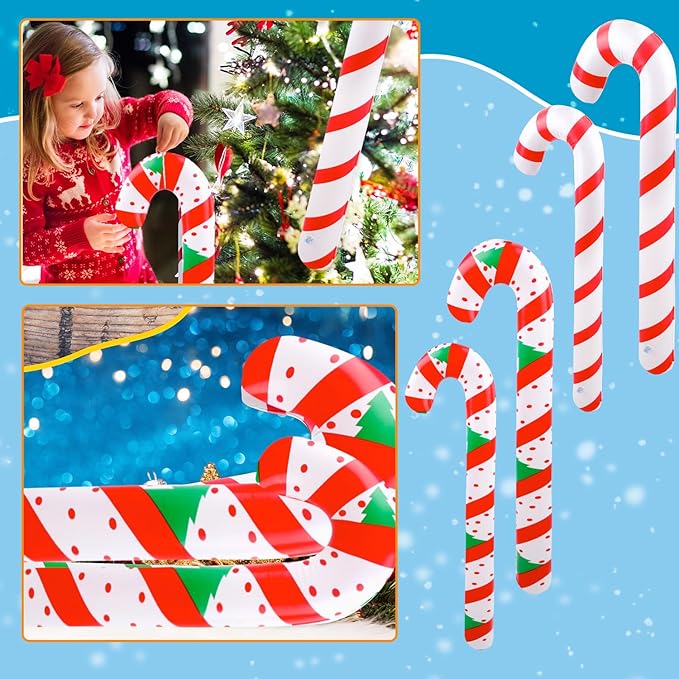 8 Pcs 47 Inch 35 Inch Christmas Inflatable Candy Canes Large Blow Up Candy Canes Balloons for Outdoor Christmas Holiday Party Decorations (Color Style 2)
