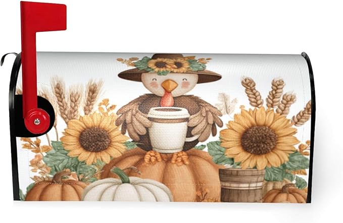 DADABULIU Mailbox Covers Thanksgiving Turkey Pumpkin Fall Magnetic Letter Post Box Cover Standard Size 21 x 18 Inch Garden Yard Home Decorative