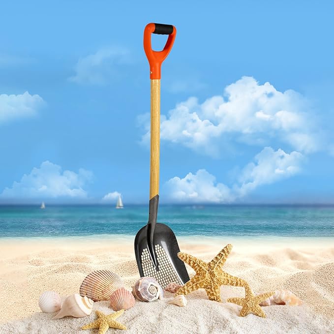 Sifting Scoop Shovel Steel Sand Sifter Treasure Shovel Digger Sifter for Farm Chicken Coop Goat Stall Sand Poop Cleaning, and Beach Digging Fun