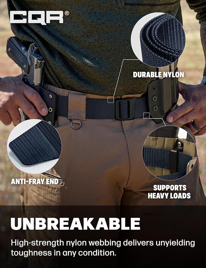 CQR Tactical Belt, Military Style Heavy Duty Belt, Webbing EDC Quick-Release Buckle