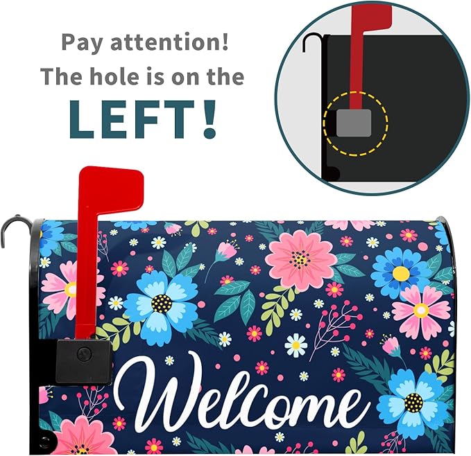 Spring Summer Flowers Mailbox Covers Magnetic Welcome Mailbox Cover Floral Magnetic Mailbox Cover Mailbox Wraps Standard Size 18" X 21" Holiday Garden Mailboxs Decorations for Outside