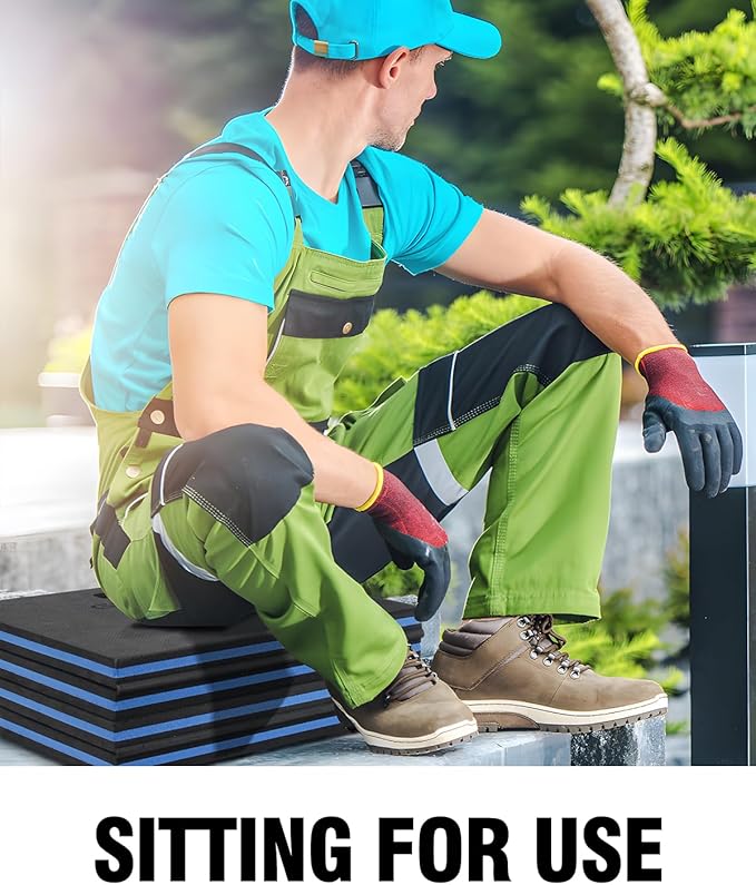 1.1" Extra Thick Foldable Kneeling Pad Mechanic Mat with Handle & Belt & Tool Compartments, Soft Foam Knee Cushion for Gardening, Garage Work, Workshop Repairing, Yardwork (47.2" x 15.7")