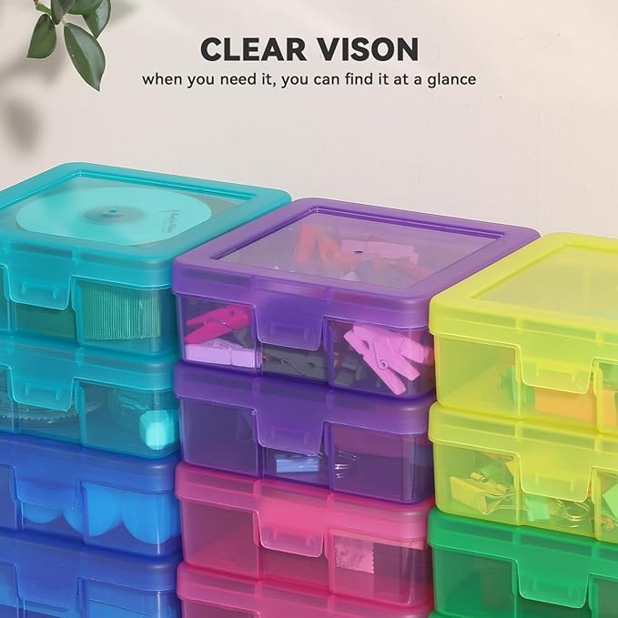 novelinks 18 Pack Small Plastic Storage Containers Color Arts & Crafts Storage Boxes & Organizers Stackable Small Containers With Lids For Organizin (Set 2)