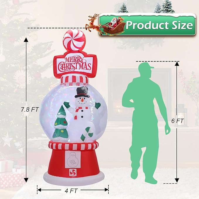 Christmas Inflatables Outdoor Decoration Giant Christmas Blow Up Yard Decorations Inflatable Globe with Snowman Santa Tree Outdoor Indoor Blow Up LED Light Yard Lawn Garden Home Party Decor