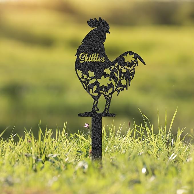 Personalized Metal Chicken Coop Sign, Custom Name Chicken Coop Signs for Outside, Decorative Garden Stakes, Metal Yard Art, Backyard Farmhouse Decor, Chicken Gifts for Women Man Color05