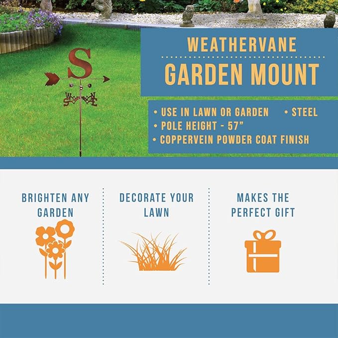 SWEN Products Monogram Letter Weathervane (Garden Stake Included)