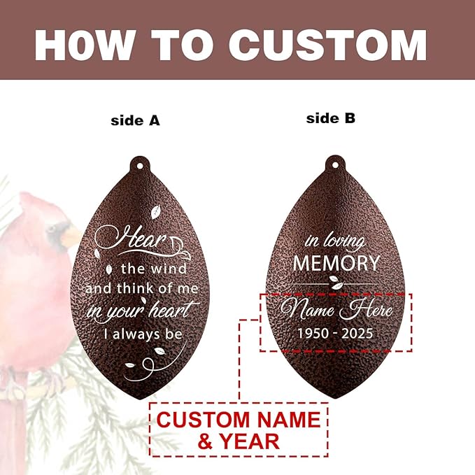 ASTARIN Sympathy Wind Chimes Custom, Personalized Dragonfly Wind Chimes Sympathy Gifts for Remembrance, Bereavement Gift for Men in Memory Wind Chime, 36 inch Windchime(Produced in USA)