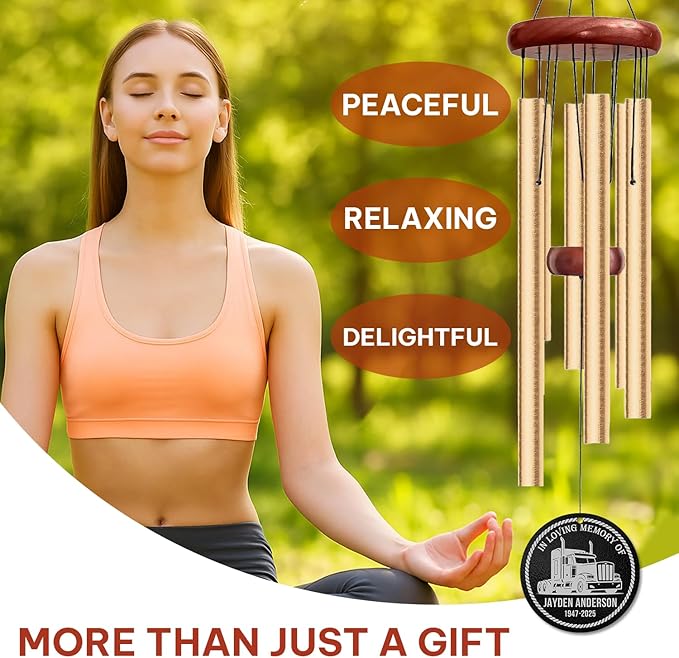 Personalized Truck Driver Memorial Wind Chime – “in Loving Memory of Trucker” Custom Name, Years – Sympathy Gift for Trucking Families – Memorial Windchimes for Loss of Loved One – Remembrance Décor