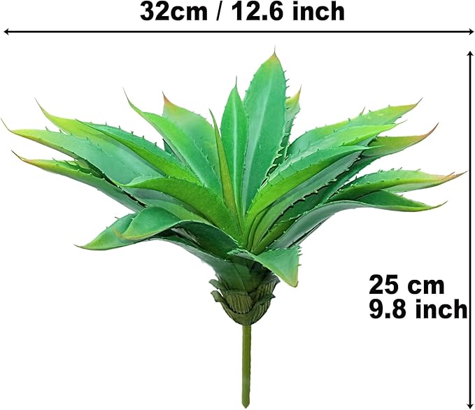 Large 12.6" Artificial Succulents Aloe Plants Real Touch Fake Flowers Unpotted, Fake Agave Perfect for Home, Wedding, Festival Arrangement (1, Green-Red)