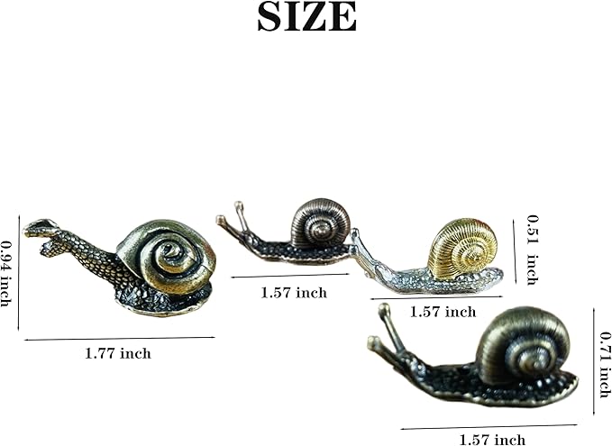 4Pcs Brass Snail Statue Figurine Decor, Retro Mini Copper Snail Statue Home Decoration for Living Room and Desk, Outdoor Pond Garden Lawn Decor Landscaping,Landscape Animal Statue
