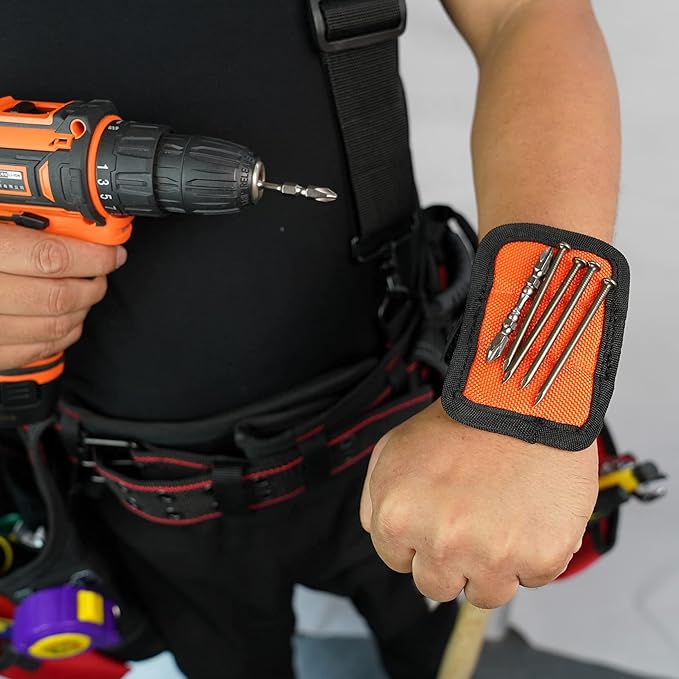MELOTOUGH Magnetic Tool Belt Suspenders with Magnetic WristBand for Work Belt Padded Suspenders Constrcution