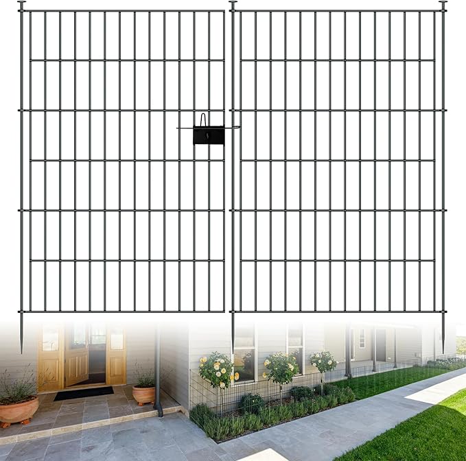 10 Panels Garden Fence Dog Fence Outdoor for Yard,40in H x 23.6ft L Rustproof Metal Fencing with Ground Stakes|No Dig Temporary Animal Proof Containment for Pets/Rabbits|Durable Patio Security Panels