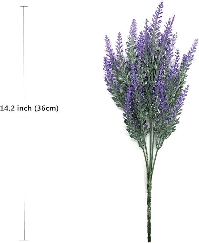 CATTREE Artificial Lavender for Decoration, Fake Flowers Flocked Plants Plastic Faux Flower Bundles Outdoor Indoor Wedding Bouquet Kitchen Table Centerpieces Arrangements DIY Decor - Purple 5 Pack