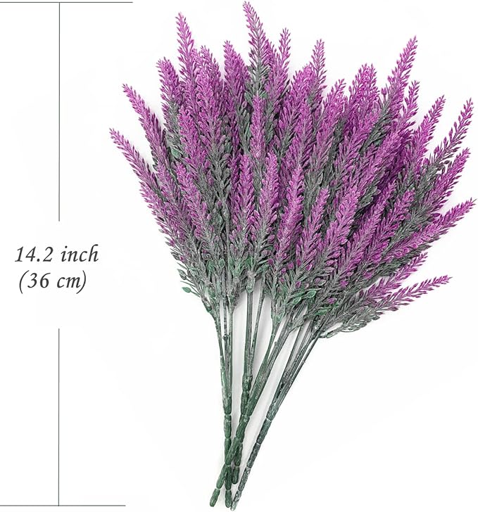 CATTREE Artificial Lavender - Fuchsia 4 Pack, Fake Flowers Plastic Plants Shrubs Bushes for Indoor Outdoor Home Wedding Bridal Party Garden DIY Centerpieces Arrangements Simulation Craft Decoration