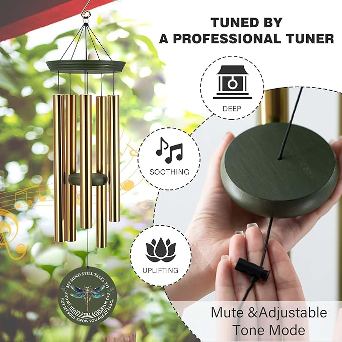 ASTARIN Personalized Wind Chimes, Memorial Wind Chimes, Dragonfly Custom Name Sympathy Gifts Windchime for Loss of Loved One, Condolences 30in/36in Wind Chime for Loss of Loved Ones(Produced in USA)