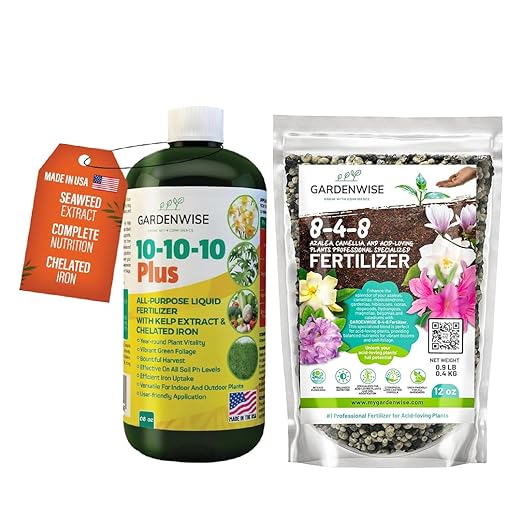 10-10-10 & 8-4-8 Acidic Fertilizer Bundle for All Plants - Acidic Fertilizer for Azaleas, Camellias, Hydrangeas, Liquid Fertilizer Plant Food Outdoor & Indoor Plant Food (12 & 20oz)