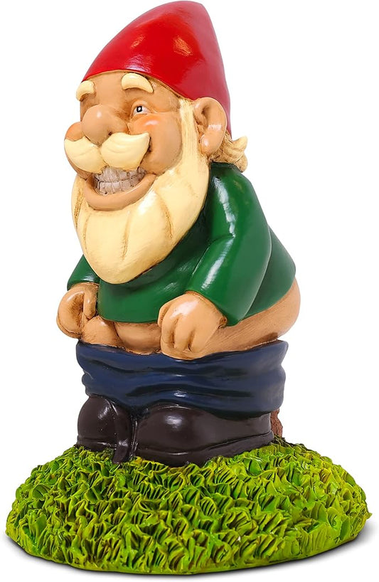 9” Pooping Garden Gnome Statue – Hilarious Lawn Decoration for Outdoor Spaces – Durable All-Weather Resin Yard Ornament – Unique Gag Gift & Funny Garden Decor