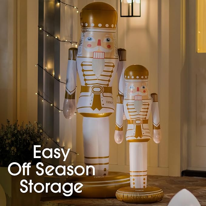 FUNBOY Gold Inflatable Nutcracker – 3.5ft Tall Indoor/Outdoor Holiday Decoration – Christmas Yard & Porch Decor