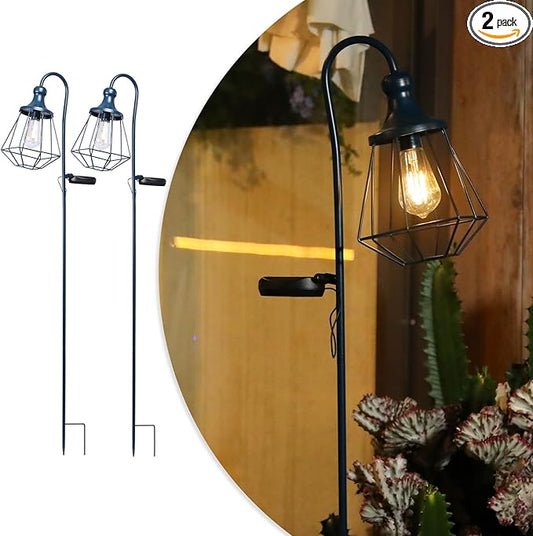 Solar Lights Outdoor Decorative Solar Retro Metal Lantern Yard Stake Decorative Path Light for Walkway Pathway Lawn Patio Yard Decorations Blue 2 Pack