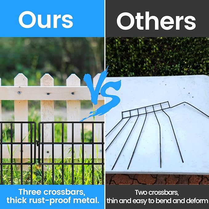 20 Pack Animal Barrier Fences, 1.5" Gap No Digging Garden Fence Panels, Metals Black Deterrent Fence for Dogs Rabbits, Decorative Fence for Outdoor Landscape Patio Total 20 ft(L)×16 in(H)