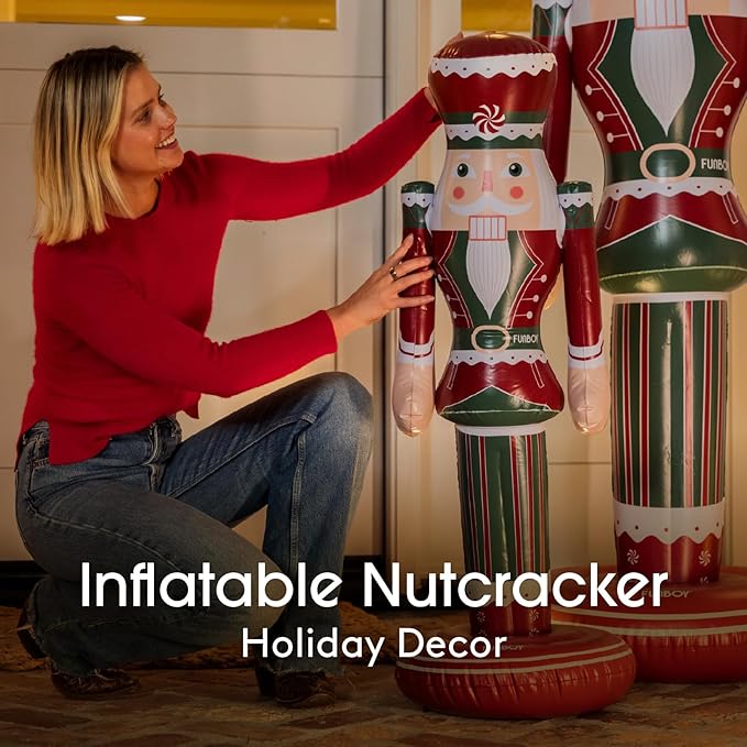FUNBOY Peppermint Inflatable Nutcracker – 3.5ft Tall Indoor/Outdoor Holiday Decoration – Christmas Yard & Porch Decor