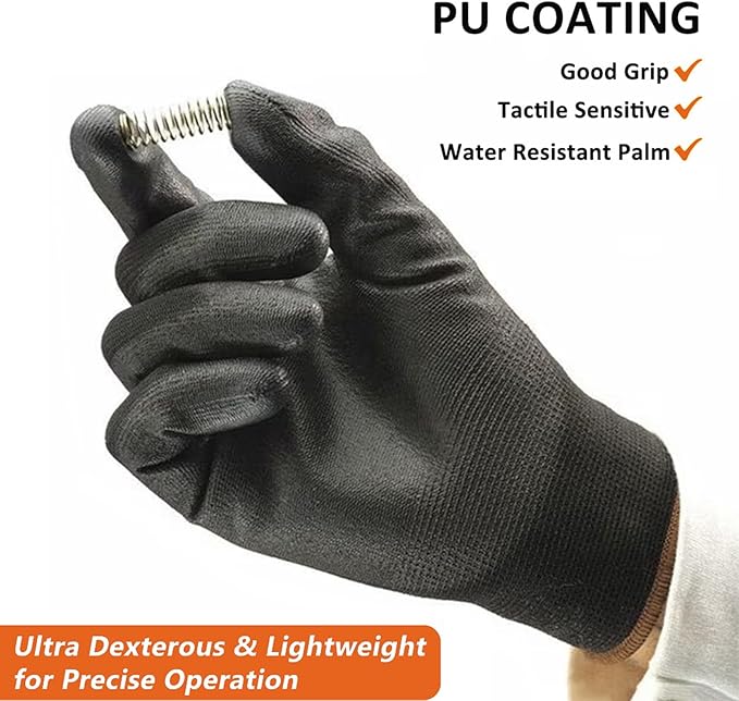 10 Pairs PU Coated Knit Work Gloves, Breathable Nylon Safety Gloves for Handling Garden Construction Yard Farm Use