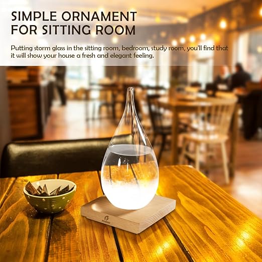 Storm Glass Weather Predictor, Christmas Gifts Drop-Shaped Weather Forecast Bottle, Unique Fashion Home Decor Weather Cool Gifts for Men Women