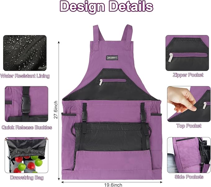 Garden Apron,Harvest Aprons with Pockets for Women and Men,Canvas Gardening Tool Belt, Gardening Gifts for Mom,Dad