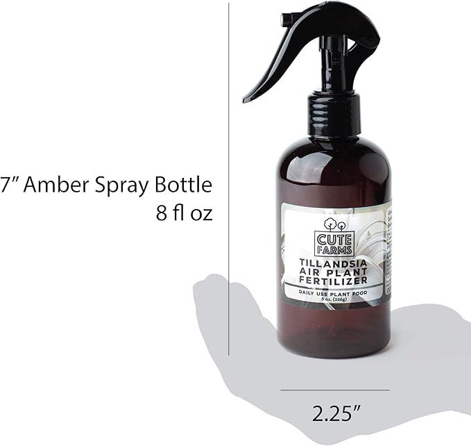 Cute Farms Tillandsia Air Plant Fertilizer | Gentle Daily Use Formula Plant Food | Formulated Nutrients for Air Plants (8 oz. Spray Bottle + ONE Fine Mist Water Sprayer)