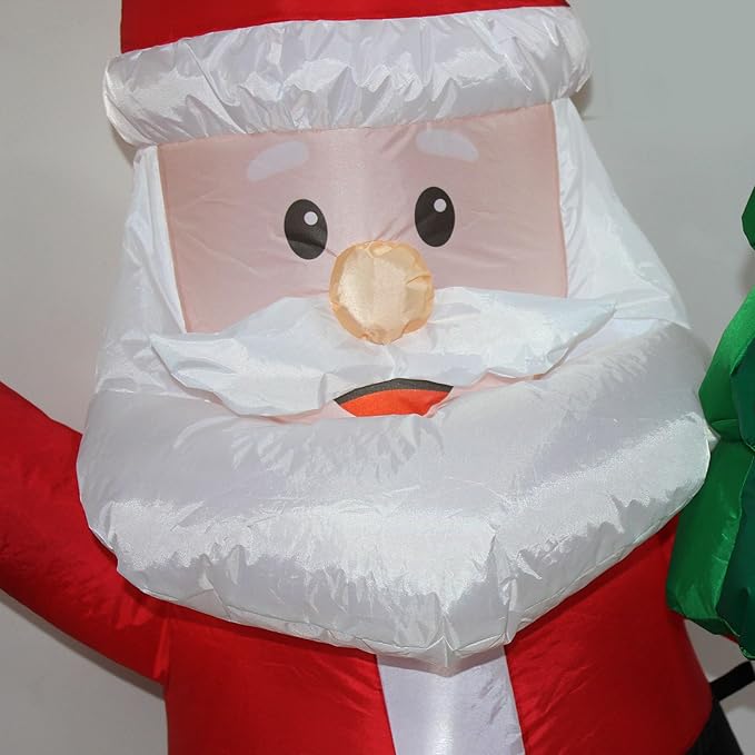 Christmas Inflatables Santa Holds Tree Bell Lighted Yard Lawn Inflatable Decoration with Built-in Fan and Stakes Ropes Holiday Party Decor, Christmas Decor (5FT-Santa Hold Tree & Bell)