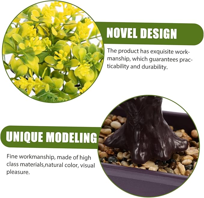 Cabilock Artificial Potted Plants Faux Bonsai Ornament for Home and Office Simulation Plants for Indoor Decoration Fake Potted for Bookshelf Desk and Living Room