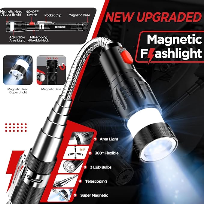 Stocking Stuffers Gifts for Men Extendable Telescoping Magnetic Pickup Tools, Mens Gifts for Christmas Birthday Gifts for Men Dad Husband Him Grandpa, White Elephant Gift for Adults Cool Gadgets Tools