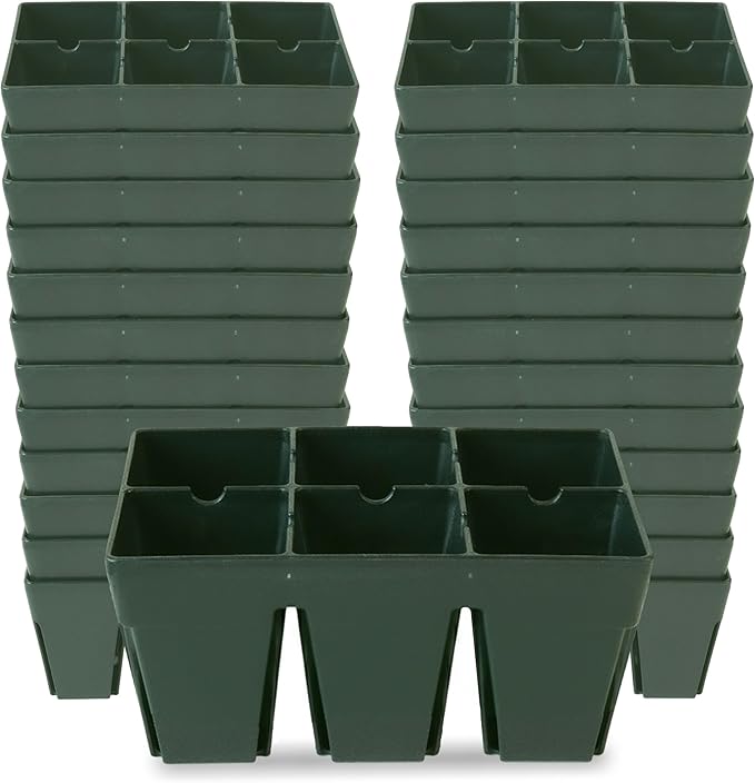 Epic Gardening Reusable Seed Starter Tray - 6 Cell/24 Seedling Starter Trays - Easy Watering, Indoor Greenhouse, Plant Starter, Gardener-Friendly for Seedlings | UV-Treated & BPA-Free - Sage Green