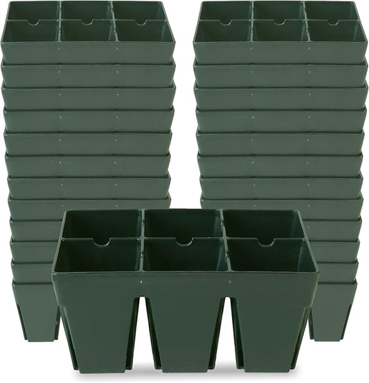 Epic Gardening Reusable Seed Starter Tray - 6 Cell/24 Seedling Starter Trays - Easy Watering, Indoor Greenhouse, Plant Starter, Gardener-Friendly for Seedlings | UV-Treated & BPA-Free - Sage Green