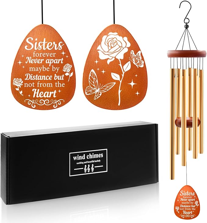 Sister Gifts for Christmas, Sister Birthday Gifts for Wind Chimes, Bestie Gift for Women Friend BFF, Thoughtful Sisters Gift from Sisters Brother Friend, 25"