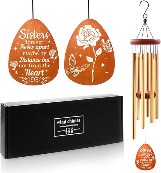 Sister Gifts for Christmas, Sister Birthday Gifts for Wind Chimes, Bestie Gift for Women Friend BFF, Thoughtful Sisters Gift from Sisters Brother Friend, 25"