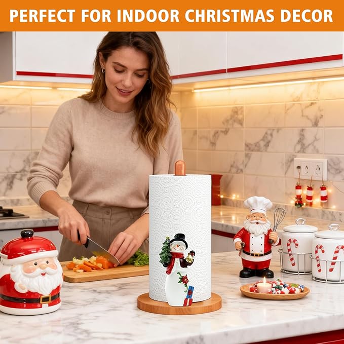 Christmas Kitchen & Bathroom Decor, 3D Christmas Decorations for Home Indoor, Snowman Winter Xmas Paper Towel Holder Stand Accessories, Xmas Gift for Women, Housewarming Gifts New Home
