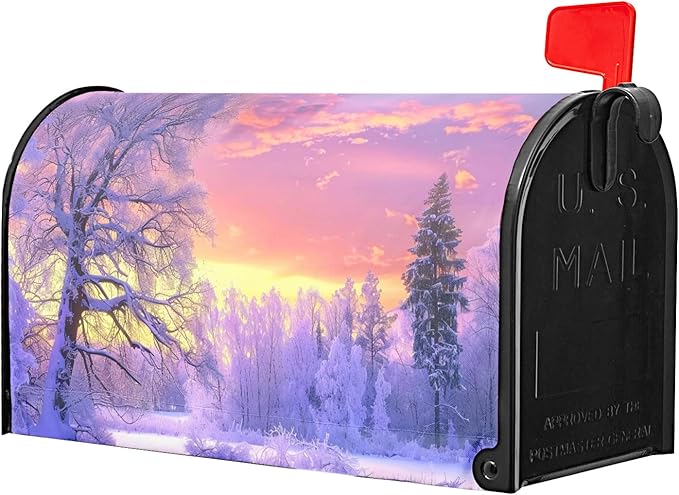 Winter Mailbox Covers Magnetic Snowflake Mailbox Covers Magnetic Standard Size 18 X 21 Inch Winter Tree Mailbox Wraps Post Letter Box Cover Decor for Outside Garden Yard
