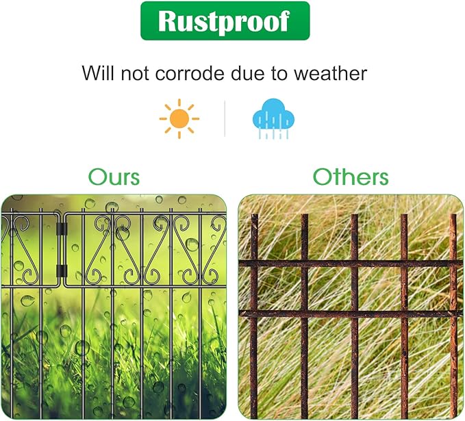 NANANARDOSO 25 Pack Animal Barrier Fence, 17 Inch(H) X 10 Ft(L) No Dig Barrier Dog Fence, Rustproof Metal Wire Panel Border Fence, Dog Rabbits Ground Stakes Bottom Fence for Outdoor, Yard.