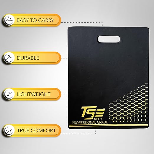 True Flex Protective Kneeling Pad, Premium Quality Neoprene Pad, Heavy Duty Stabilization, Easy to Carry Handle, Comfortable Ergonomic Design Kneeling Mat by TSE Safety,Black 14 inches x 18 inches