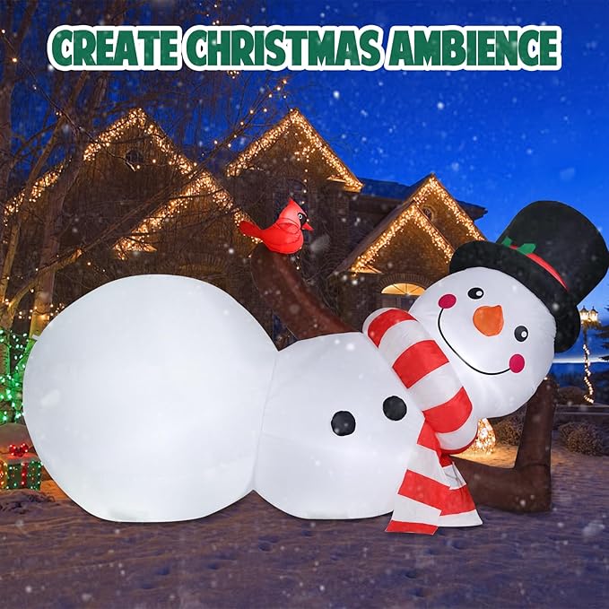 Vipush 9.8 FT Christmas Inflatable Decorations Snowman Christmas Decorations Outdoor Inflatable with LED Light, Outdoor Holiday Decor Blow Up Yard Decor