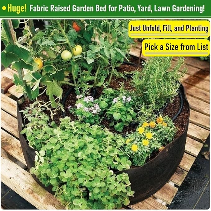 100 Gallon Large Raised Garden Bed Bag (40x20 inch) Big Garden Bag Sturdy Plant Grow Bag for Tomato,Potato Planter,Herb Veggies Planter Bag,Flower Bed,Yard Waste Bag,Lawn Debris Bag,Leaf Bag W/ Gloves