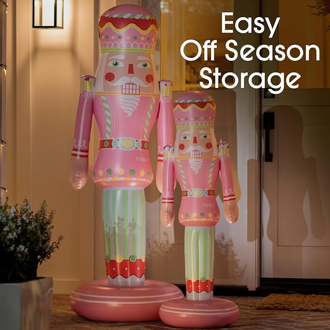 FUNBOY Pink Inflatable Nutcracker – 5ft Tall Indoor/Outdoor Holiday Decoration – Oversized Christmas Yard Décor